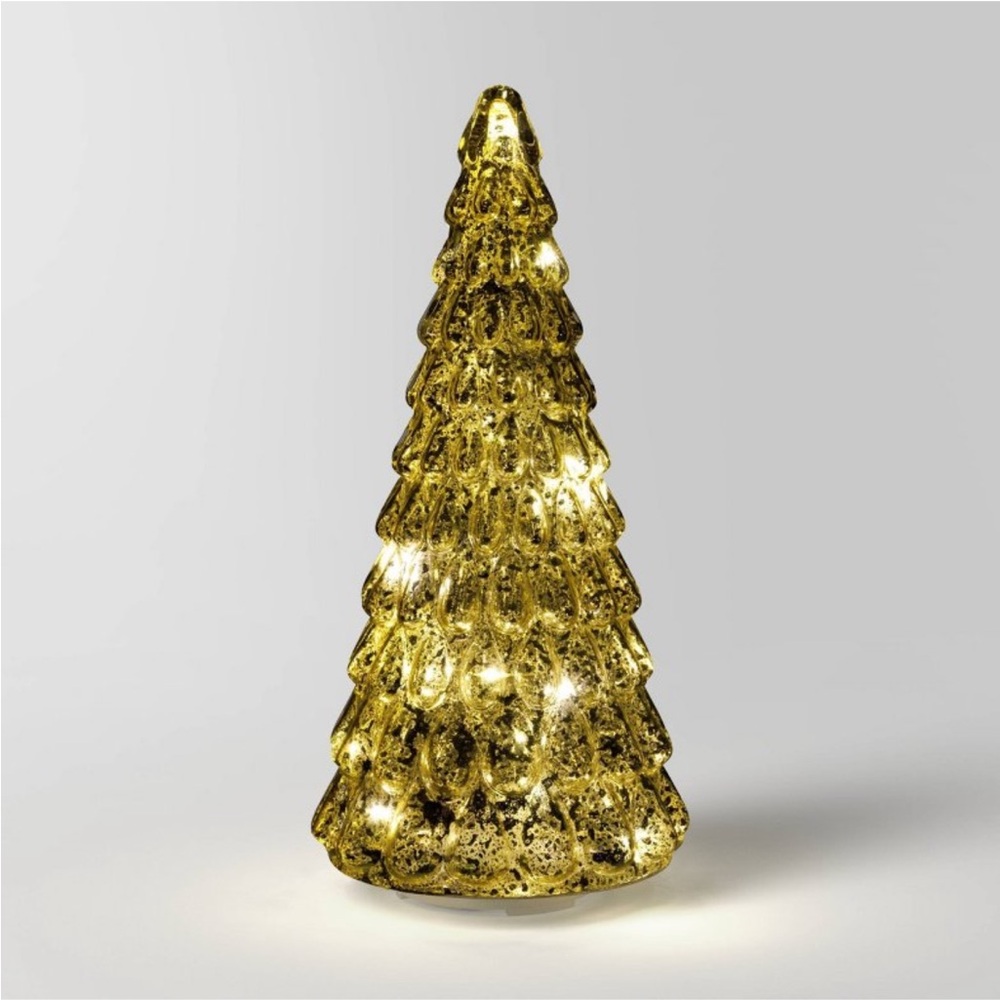 12" Christmas Mercury Lit Glass Tiered Classic Tree Decor Silver - Wondershop™